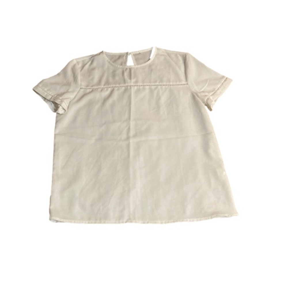 White Short Sleeve Blouse - Medium